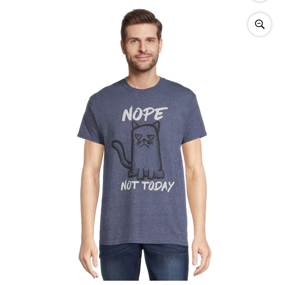Men's 3XL‎ Blue Nope Cat Short Sleeve Graphic Tee NWT